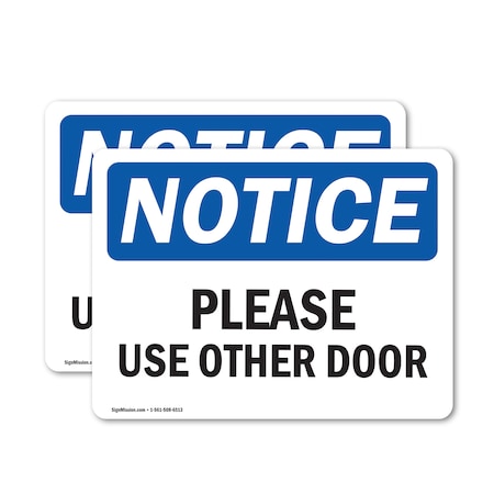 Signmission Please Use Other Door, 7 in W x Rectangle, Vinyl Decal OS-2PACK-NS-D-57-L-17625